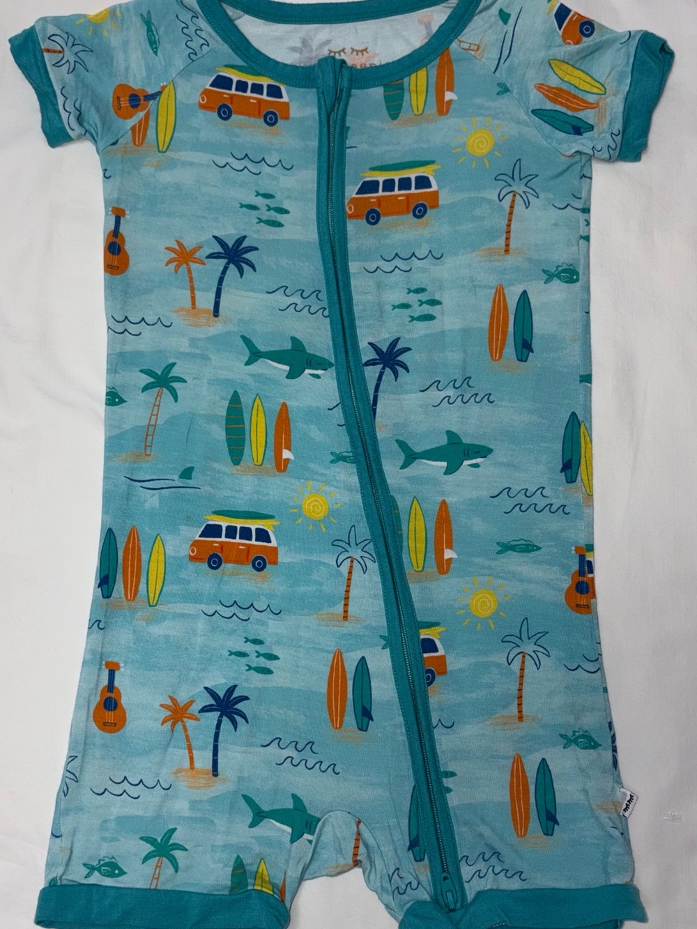 Little Sleepies retired print bamboo shorty sleeper with surfboards sz 3T EUC